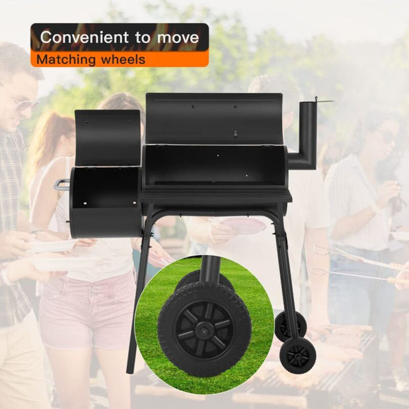 43" Charcoal BBQ Grill with Temperature Control & Double Grilling Nets