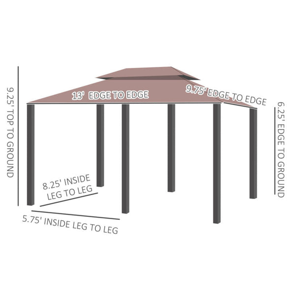 10'x13' Outdoor 2-Tier Vented Canopy Gazebo BBQ Party Tent Shelter Shade