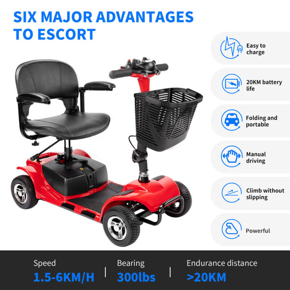 4-Wheel Mobility Scooter – Folding Power Wheelchair for Home & Travel