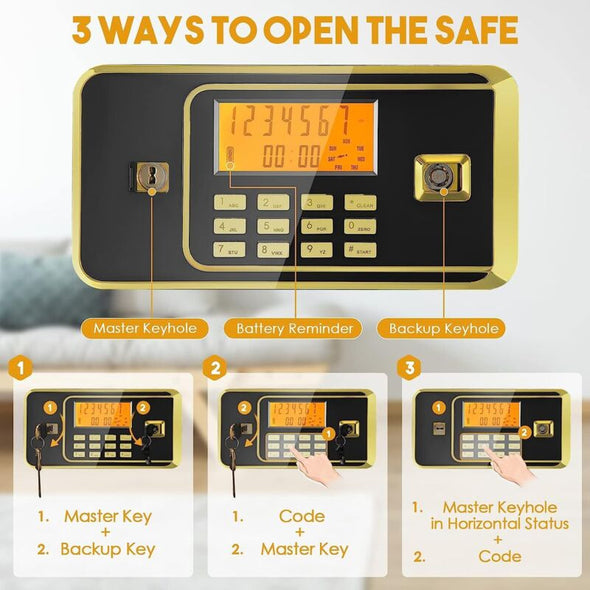 2.2 Cub Safe Box with Digital Combination LED Lock, Secure Storage