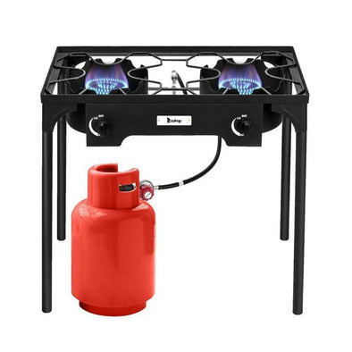 Double 2 Burner Gas Propane Cooker Outdoor Stove, High Pressure
