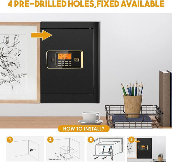 2.2 Cub Safe Box with Digital Combination LED Lock, Secure Storage