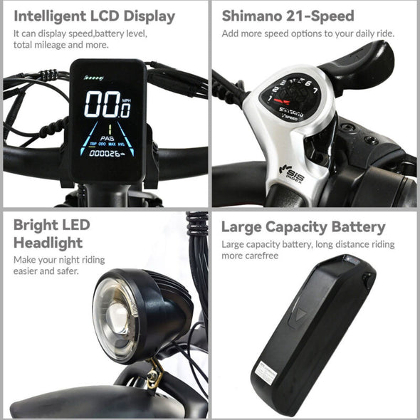 1500W Fat Tire Electric Bike Dual Motor 48V 15Ah for Adults - 45km/h