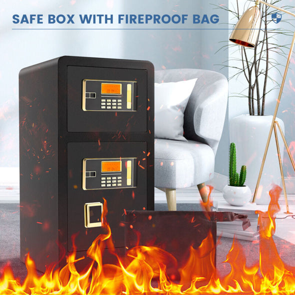 Large Home Safe 4.5 Cub Fireproof Double Lockbox with Digital Keypad