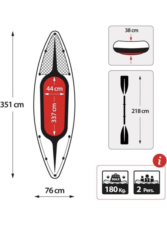 2-Person Inflatable Kayak with Pump, Oars, and Cargo Net for Adventure