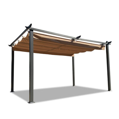 13x10 Ft Aluminum Pergola with Retractable Canopy for Outdoor Shade