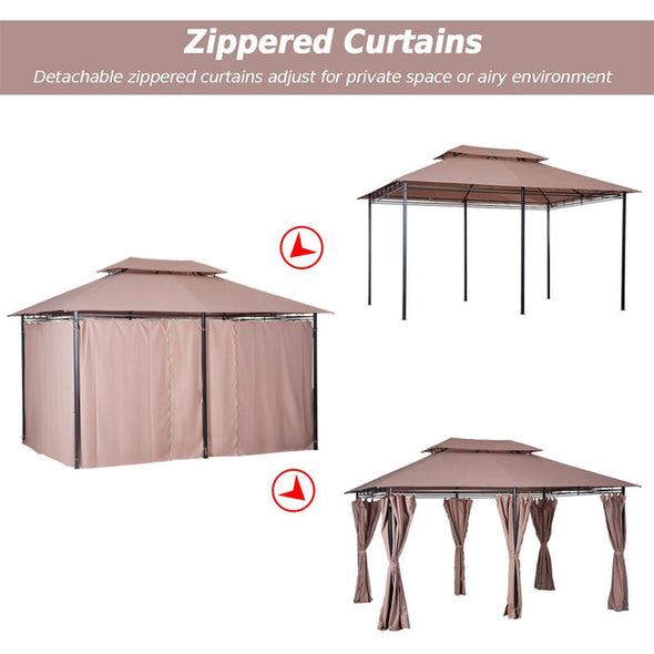 10'x13' Outdoor 2-Tier Vented Canopy Gazebo BBQ Party Tent Shelter Shade