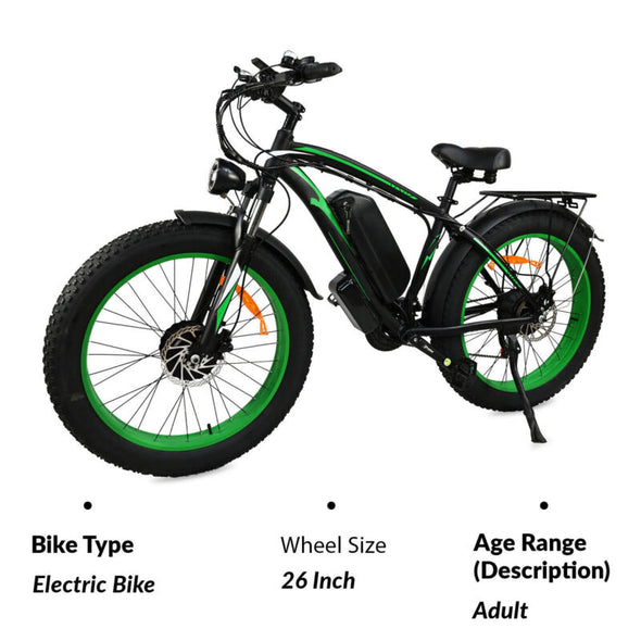 1500W Fat Tire Electric Bike Dual Motor 48V 15Ah for Adults - 45km/h