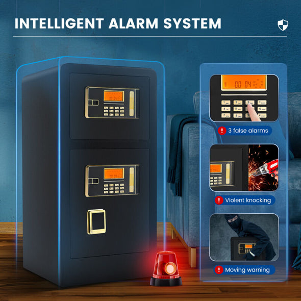 Large Home Safe 4.5 Cub Fireproof Double Lockbox with Digital Keypad