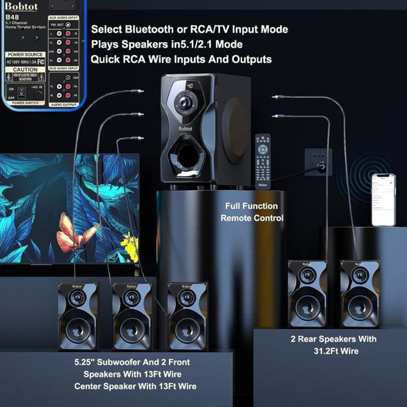 700W Surround Sound Home Theater System with Bluetooth & Subwoofer