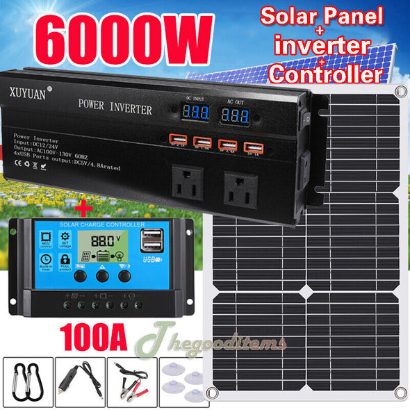 6000W Solar Panel Kit 100A Home Power Generator with 110V Grid System