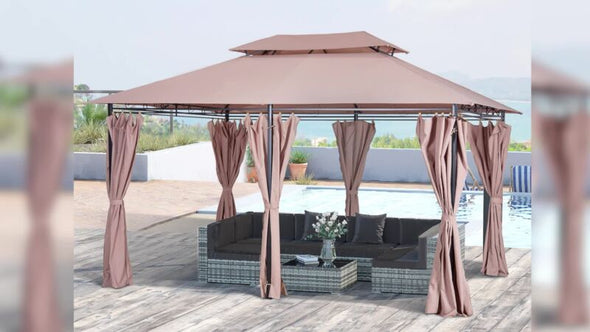 10'x13' Outdoor 2-Tier Vented Canopy Gazebo BBQ Party Tent Shelter Shade