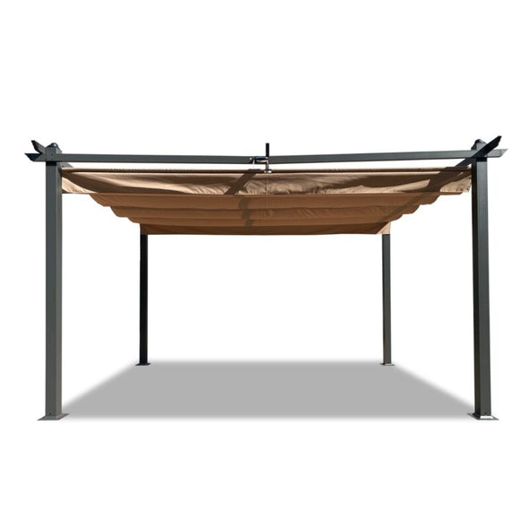 13x10 Ft Aluminum Pergola with Retractable Canopy for Outdoor Shade