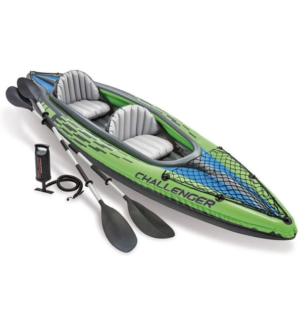 2-Person Inflatable Kayak with Pump, Oars, and Cargo Net for Adventure