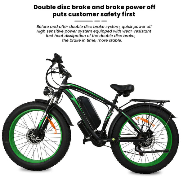 1500W Fat Tire Electric Bike Dual Motor 48V 15Ah for Adults - 45km/h