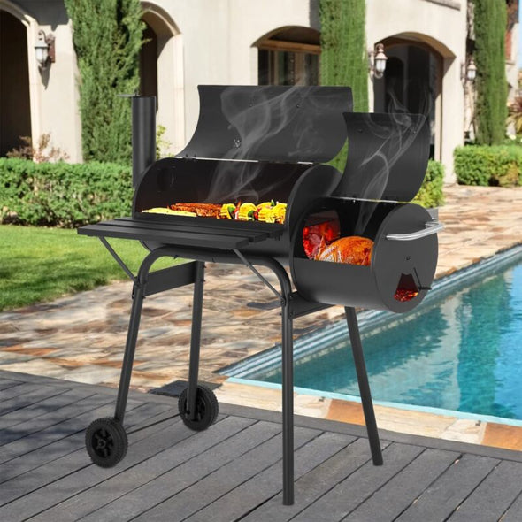 43" Charcoal BBQ Grill with Temperature Control & Double Grilling Nets