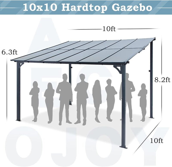 Wall-Mounted Metal Pergola Gazebo – Durable Hard Top Outdoor Shelter