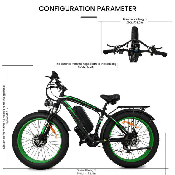 1500W Fat Tire Electric Bike Dual Motor 48V 15Ah for Adults - 45km/h