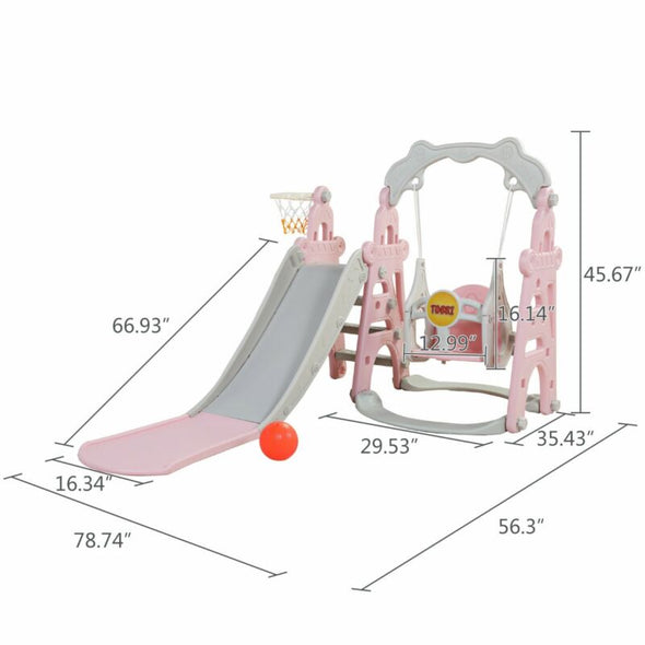 4-in-1 Kids Slide & Swing Set Indoor Outdoor Playground Playset