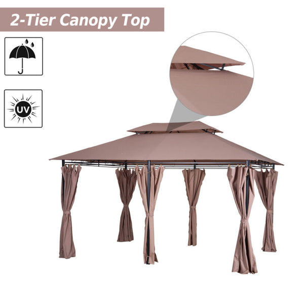 10'x13' Outdoor 2-Tier Vented Canopy Gazebo BBQ Party Tent Shelter Shade
