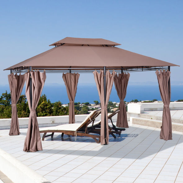 10'x13' Outdoor 2-Tier Vented Canopy Gazebo BBQ Party Tent Shelter Shade