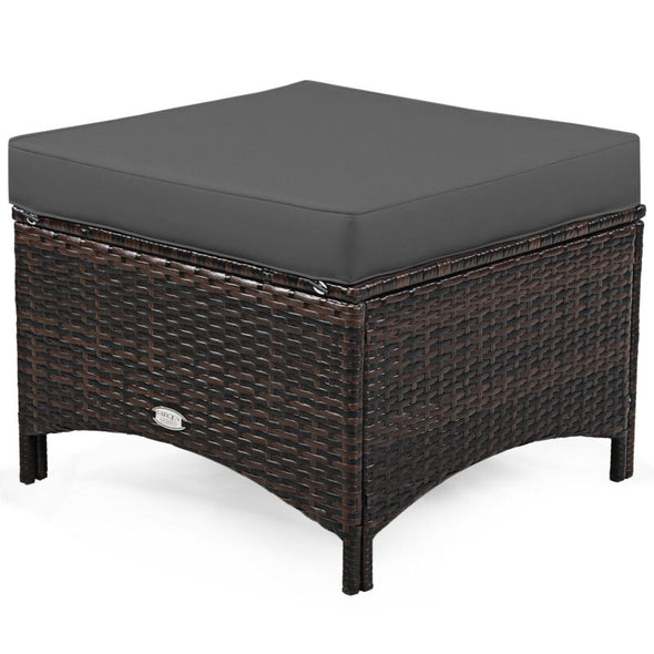 5-Piece Rattan Patio Furniture Set with Cushions – Outdoor Sofa & Ottoman