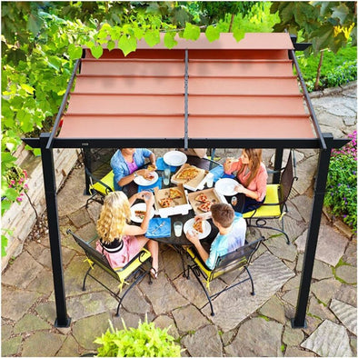 10’ x 10’ Retractable Outdoor Pergola with Weatherproof Canopy