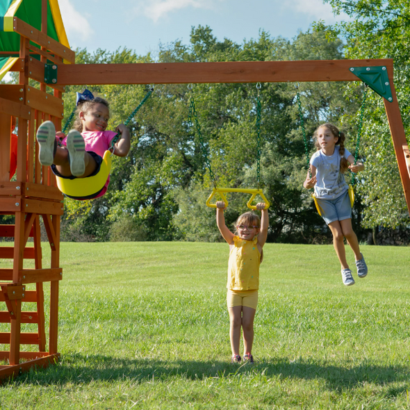 Tucson Cedar Wooden Swing Set – Kids Outdoor Playground with Slide