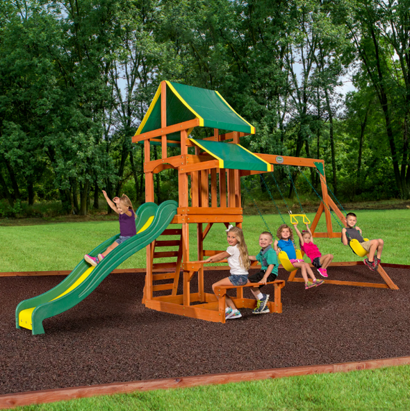 Tucson Cedar Wooden Swing Set – Kids Outdoor Playground with Slide