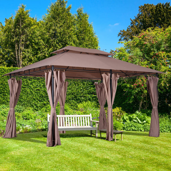 10'x13' Outdoor 2-Tier Vented Canopy Gazebo BBQ Party Tent Shelter Shade