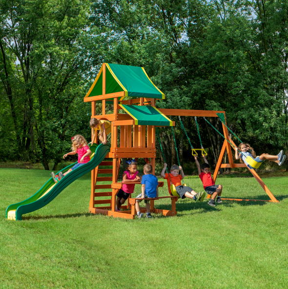 Tucson Cedar Wooden Swing Set – Kids Outdoor Playground with Slide