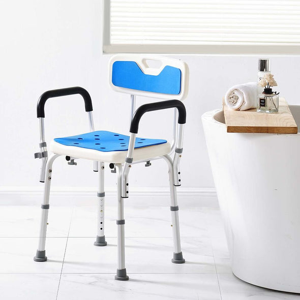 Adjustable Height Shower Chair for Safety & Comfort, 400 lbs Capacity