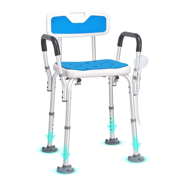 Adjustable Height Shower Chair for Safety & Comfort, 400 lbs Capacity