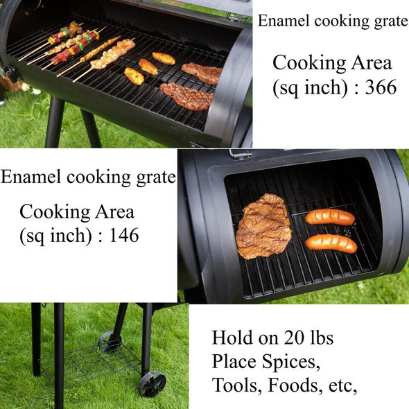 Charcoal Grill with Offset Smoker Combo for Versatile Outdoor Cooking