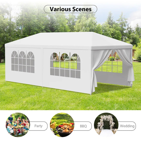 10 x 20' Outdoor Gazebo Party Tent with 6 Side Walls, UV-Resistant