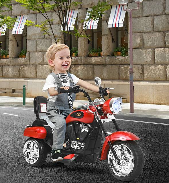 Kids' Ride-On Motorcycle with Adjustable Headlight and All-Terrain Wheels