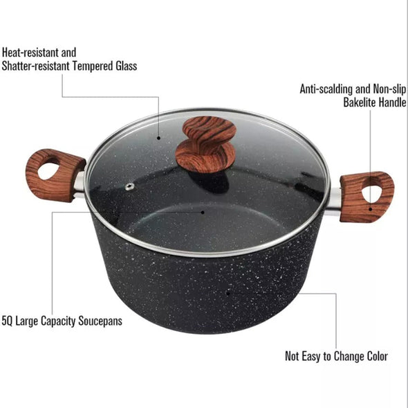 12-Piece Granite Non-Stick Pots and Pans Set, Versatile Cookware