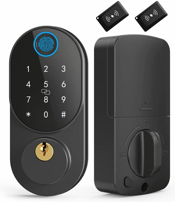 Premium Keypad Door Lock with Fingerprint, Pin, Key Fob & Auto-Lock