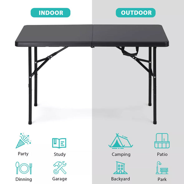 4 FT Lightweight Folding Table, Portable Dining Table