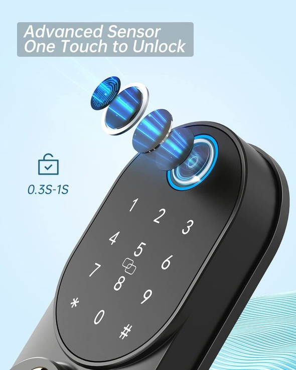 Premium Keypad Door Lock with Fingerprint, Pin, Key Fob & Auto-Lock