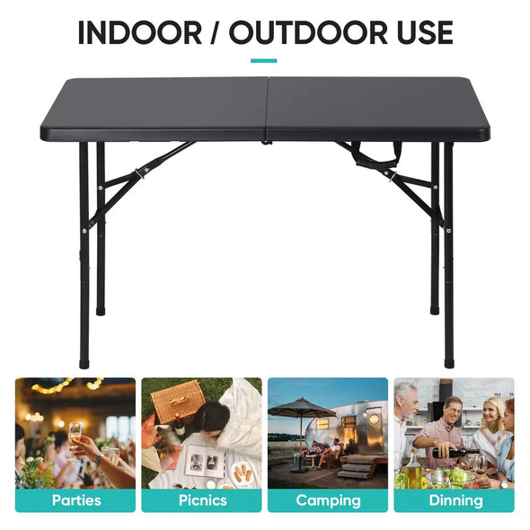 4 FT Lightweight Folding Table, Portable Dining Table