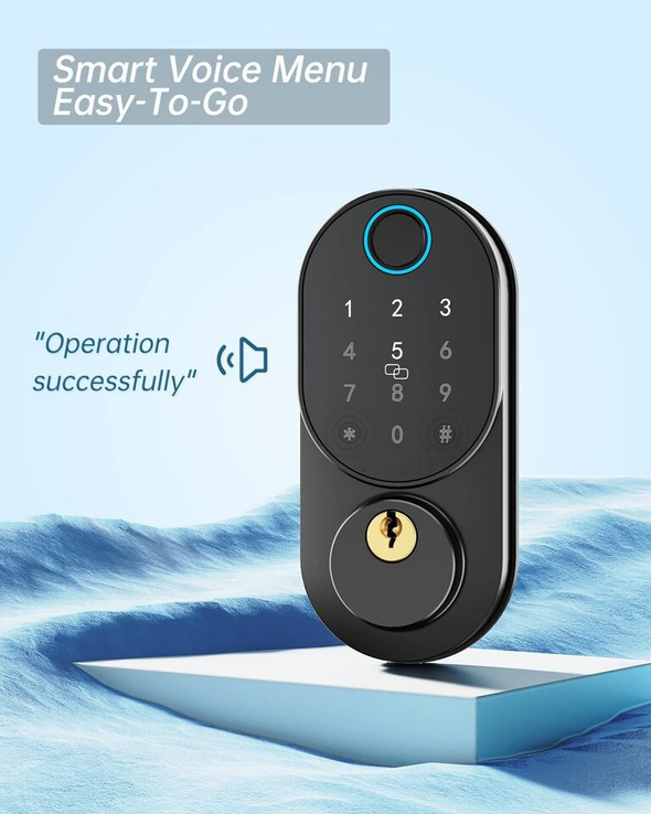Premium Keypad Door Lock with Fingerprint, Pin, Key Fob & Auto-Lock