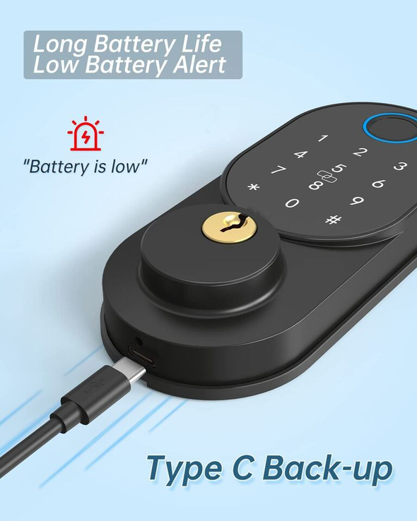 Premium Keypad Door Lock with Fingerprint, Pin, Key Fob & Auto-Lock