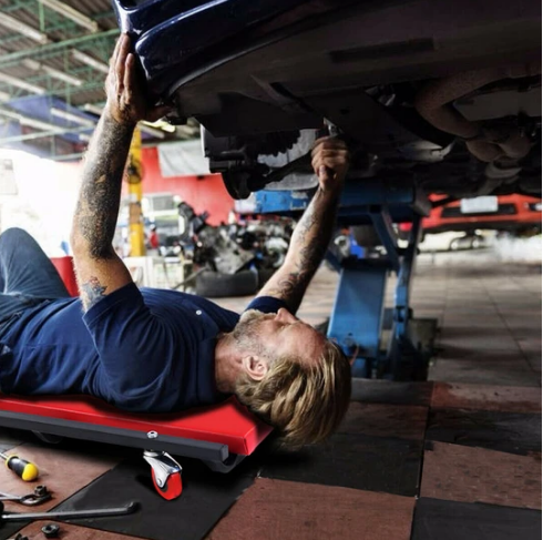 Adjustable Mechanics Creeper Seat with Rolling Casters for Car Repairs
