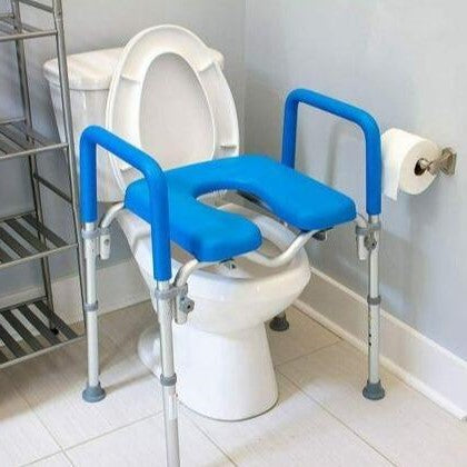 Adjustable Raised Toilet Seat Riser with Arms - Heavy Duty, Portable