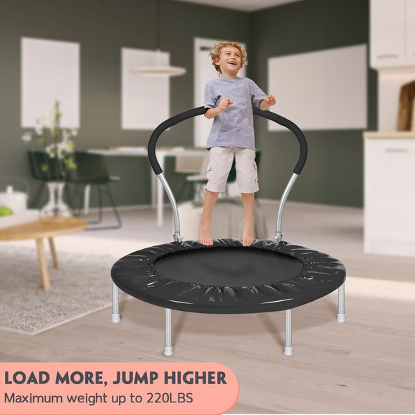 Safe Toddler Trampoline with Foam Handlebar, Indoor & Outdoor Fun - Aroflit