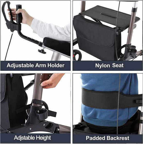 Senior Upright Stand Up Rollator Walker With Seat - Aroflit