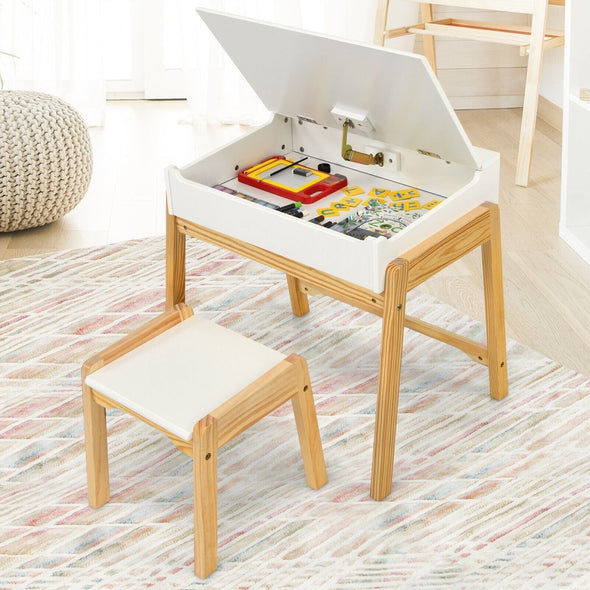 SkillSpace™ Kids Wooden Activity Table and Chair With Storage Drawer - Aroflit