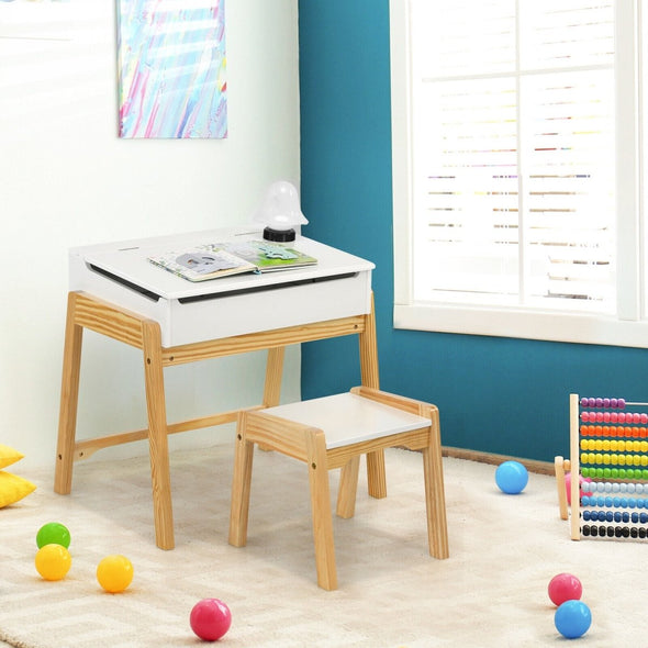 SkillSpace™ Kids Wooden Activity Table and Chair With Storage Drawer - Aroflit