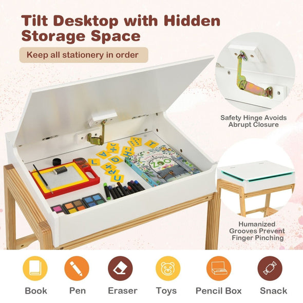 SkillSpace™ Kids Wooden Activity Table and Chair With Storage Drawer - Aroflit